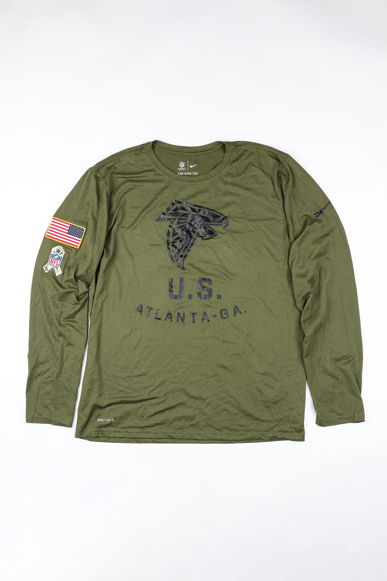 Nike Army パフォーマンスTシャツ XL 新品未使用 Nike NFL Salute To Service Long Sleeve Atlanta Falcons / Olive